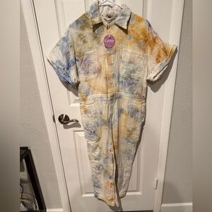 Free People Rare One of a Kind Tie Dye Jumpsuit Camp. By Julia Wester Sz S